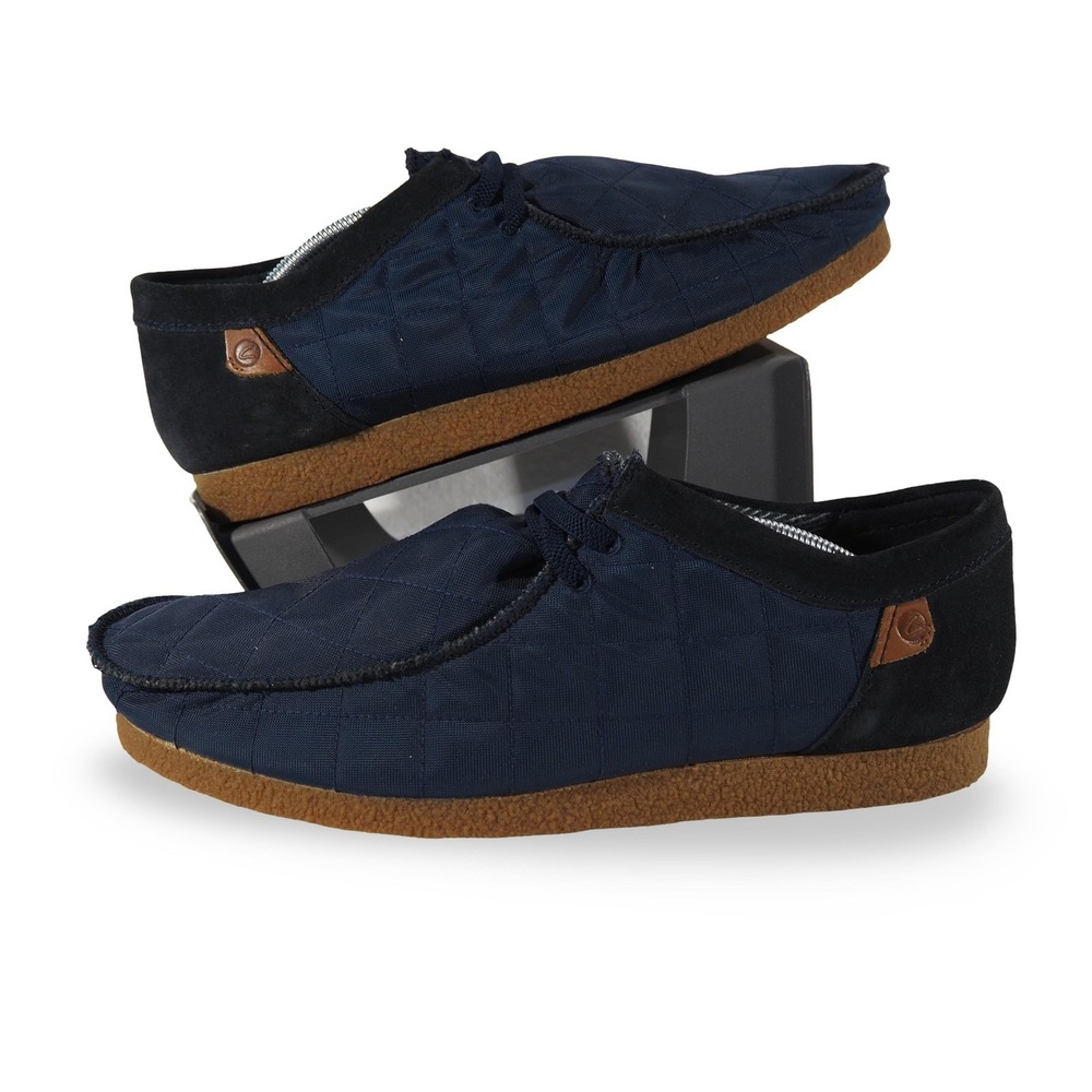 Clarks Shacre II Step Moccasins Mens‎ 12 Navy Quilted Nylon Suede Slip On Shoes